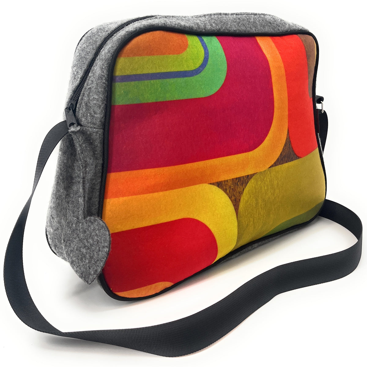 Printed ecological felt bowling bag MODERN Light gray