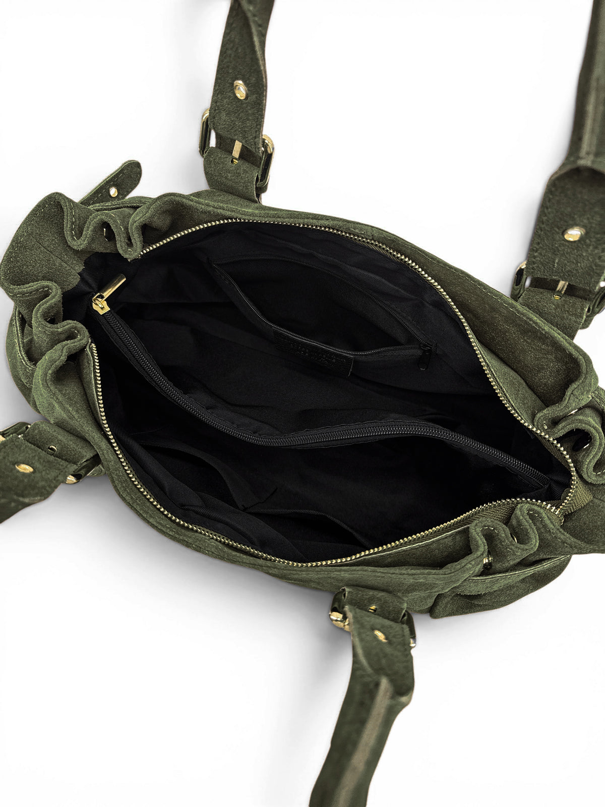 Bowlingtasche aus Wildleder NEW PRINCESS SUEDE XL Khakigrün