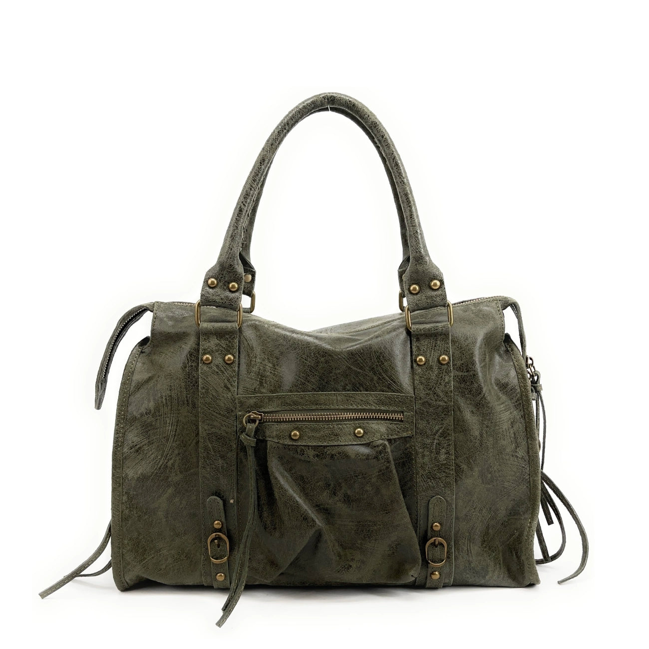 Sac à main en cuir brossé SANDSTORM Kaki