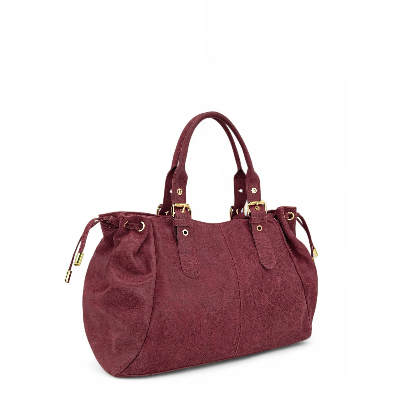 Borsa bowling PRINCESSE BROSSEE XL in pelle spazzolata Rosso scuro