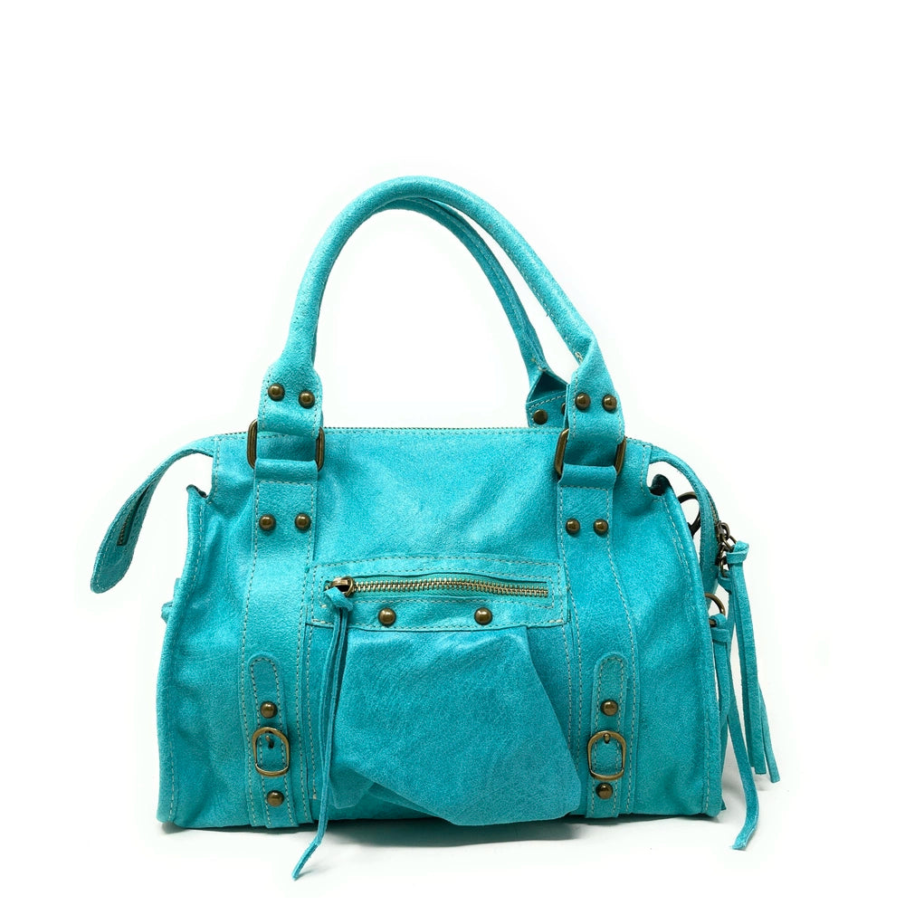 Sac à main en cuir brossé SANDSTORM (petit modèle) Lagon