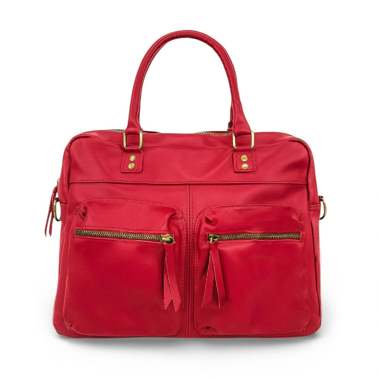 Bag main smooth leather OMB MOSCOU Red Garance