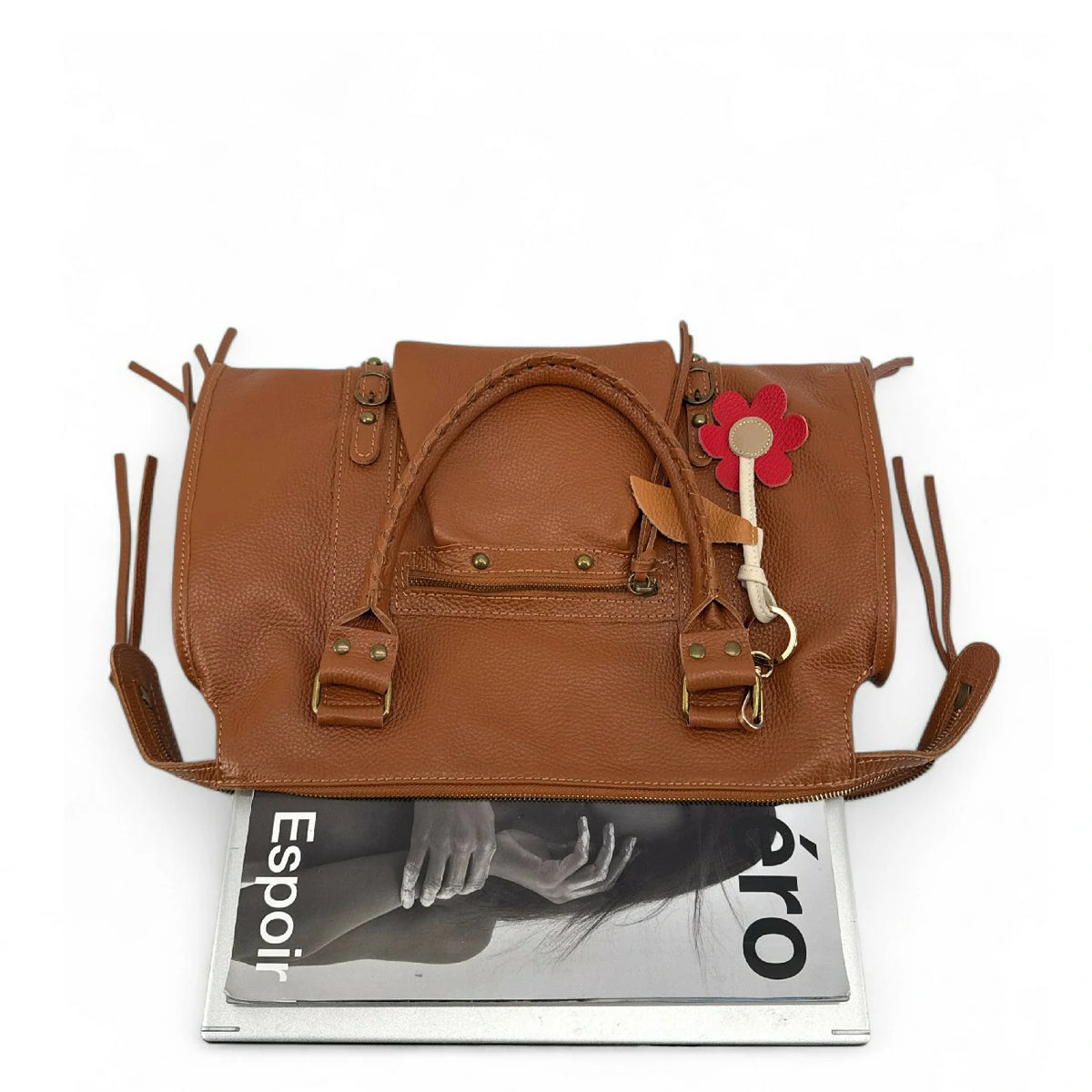 Große Bowling-Tasche aus genarbtem Leder SANDSTORM Camel