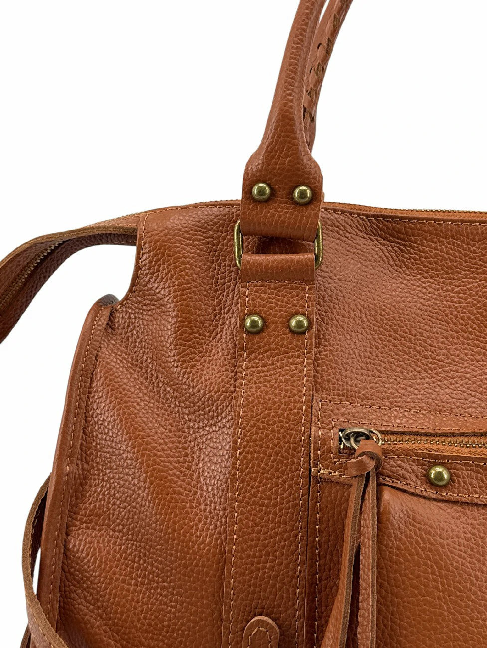 Große Bowling-Tasche aus genarbtem Leder SANDSTORM Camel