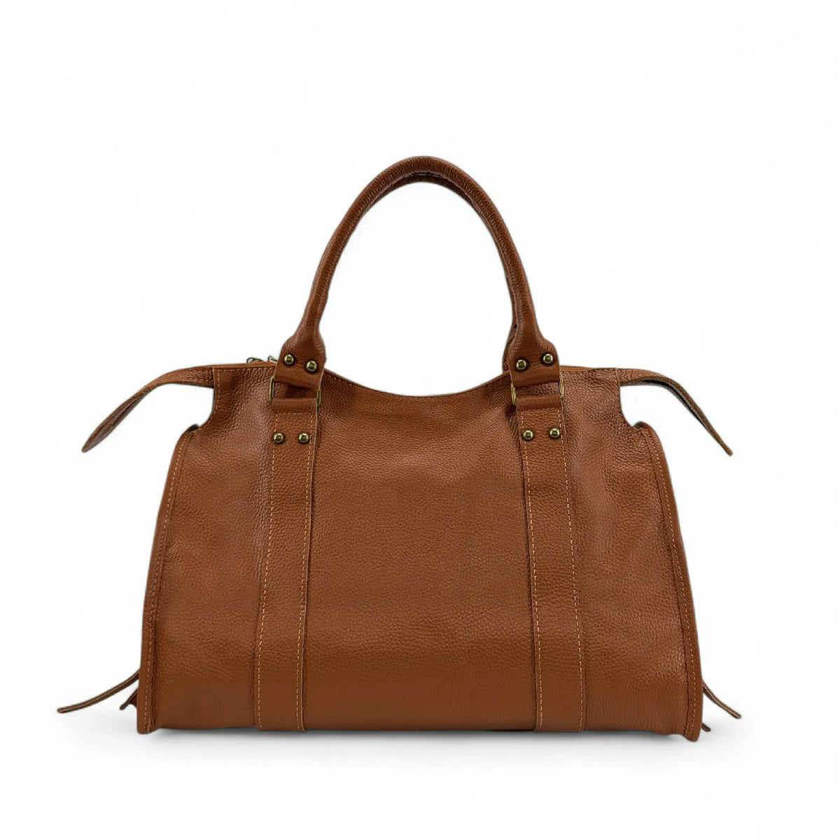 Große Bowling-Tasche aus genarbtem Leder SANDSTORM Camel