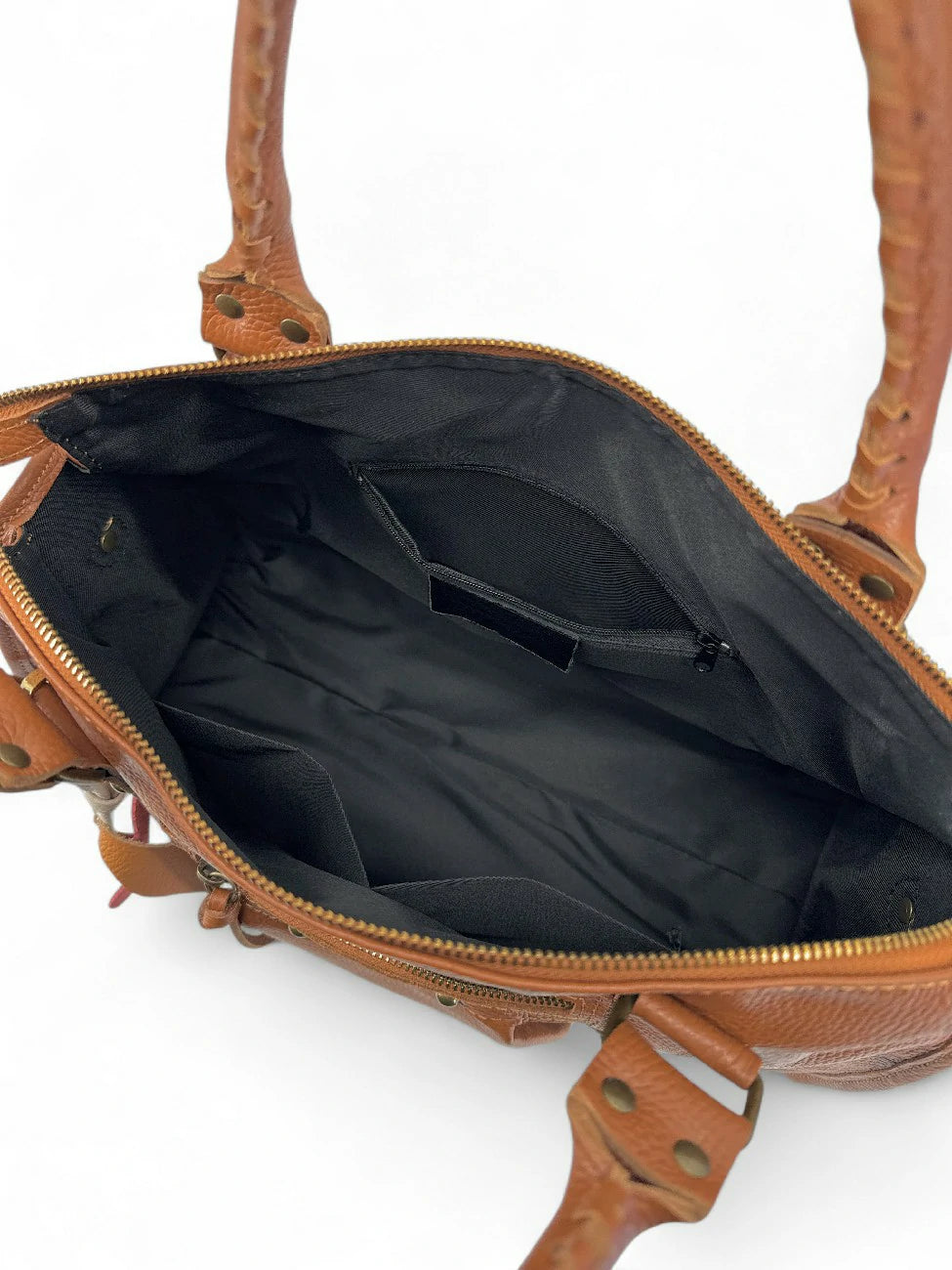 Große Bowling-Tasche aus genarbtem Leder SANDSTORM Camel