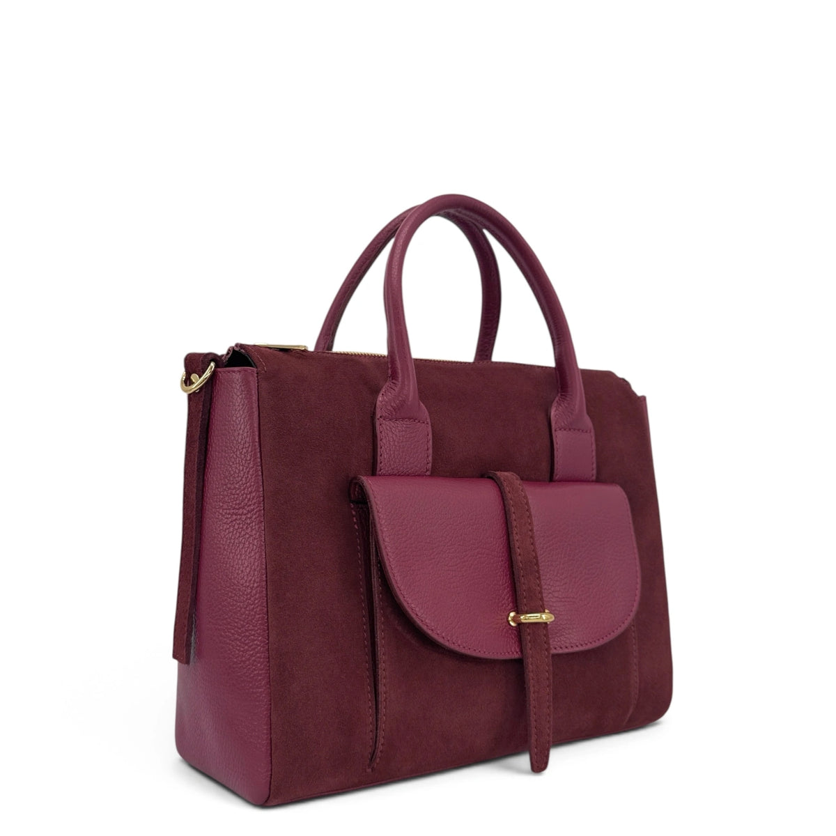 Clutch van gevilte wol en leer TWIGGY Intens groen