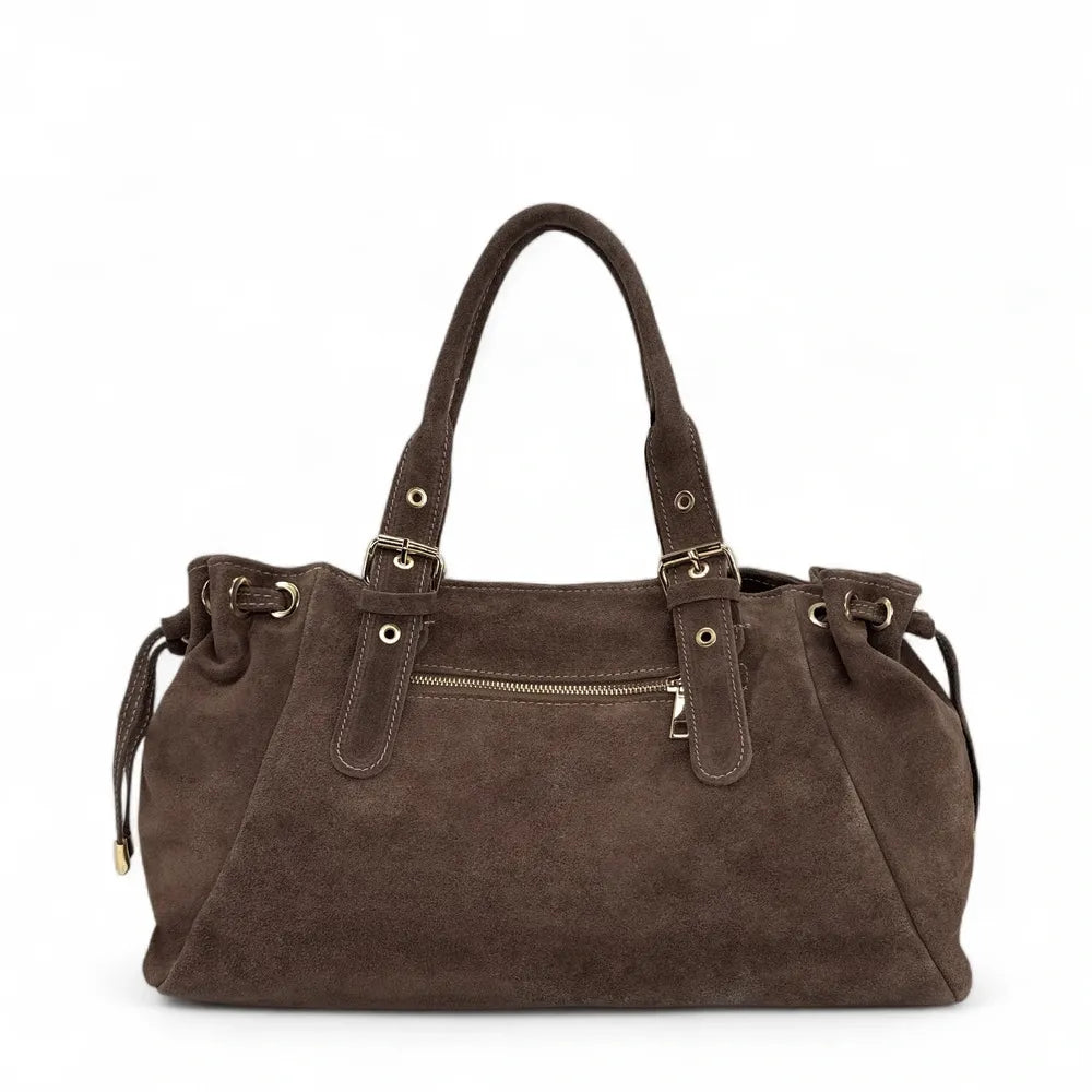 Sac bowling en croûte de cuir PRINCESSE SUEDE XL Chocolat