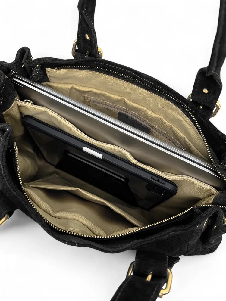 Sac bowling en croûte de cuir PRINCESSE SUEDE XL Noir