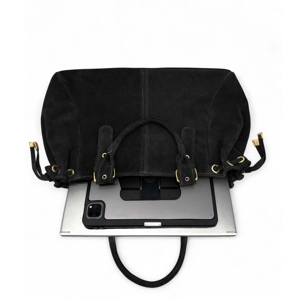Sac bowling en croûte de cuir PRINCESSE SUEDE XL Noir