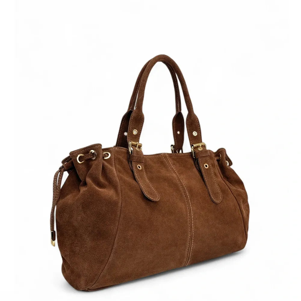 Sac bowling en croûte de cuir PRINCESSE SUEDE XL Cannelle