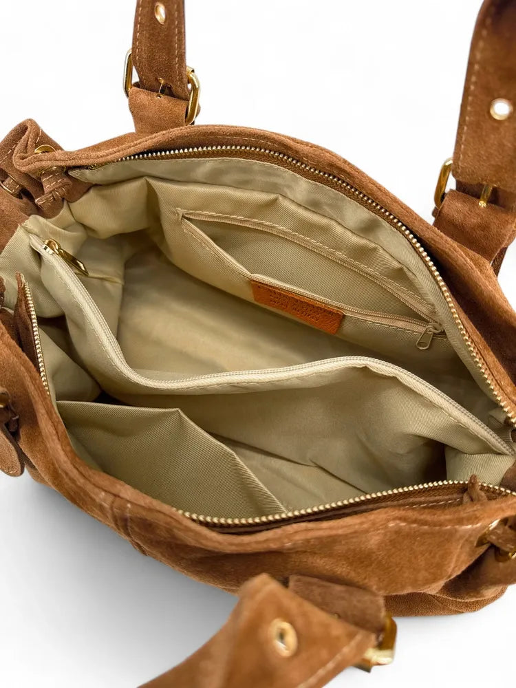 Sac bowling en croûte de cuir PRINCESSE SUEDE XL Camel