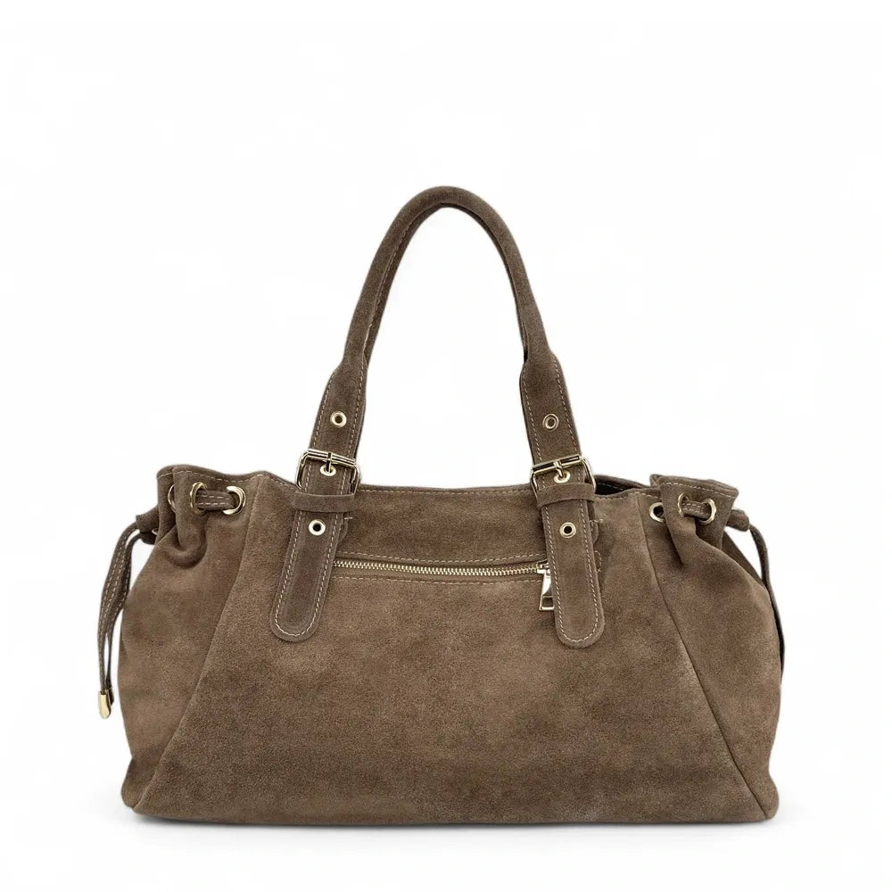 Sac bowling en croûte de cuir PRINCESSE SUEDE XL Taupe foncé