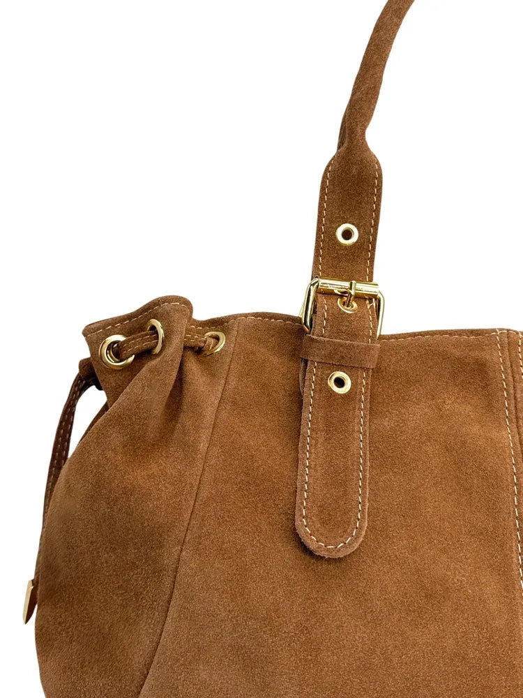 Sac bowling en croûte de cuir PRINCESSE SUEDE XL Camel