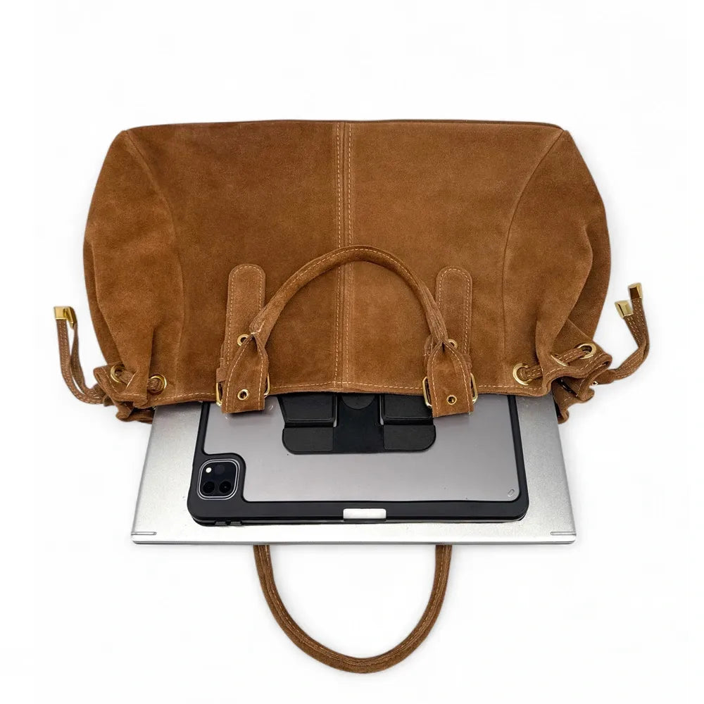 Sac bowling en croûte de cuir PRINCESSE SUEDE XL Camel