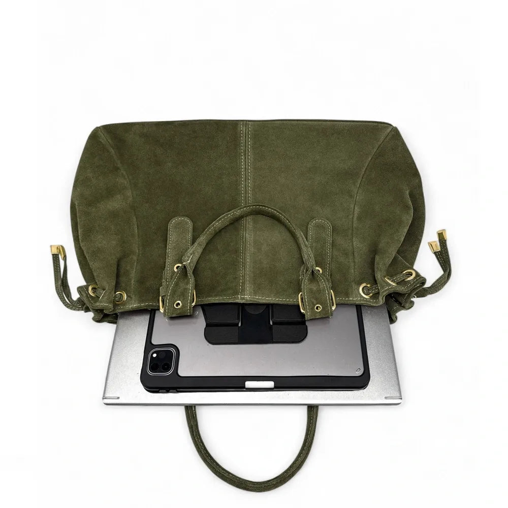 Sac bowling en croûte de cuir PRINCESSE SUEDE XL Kaki