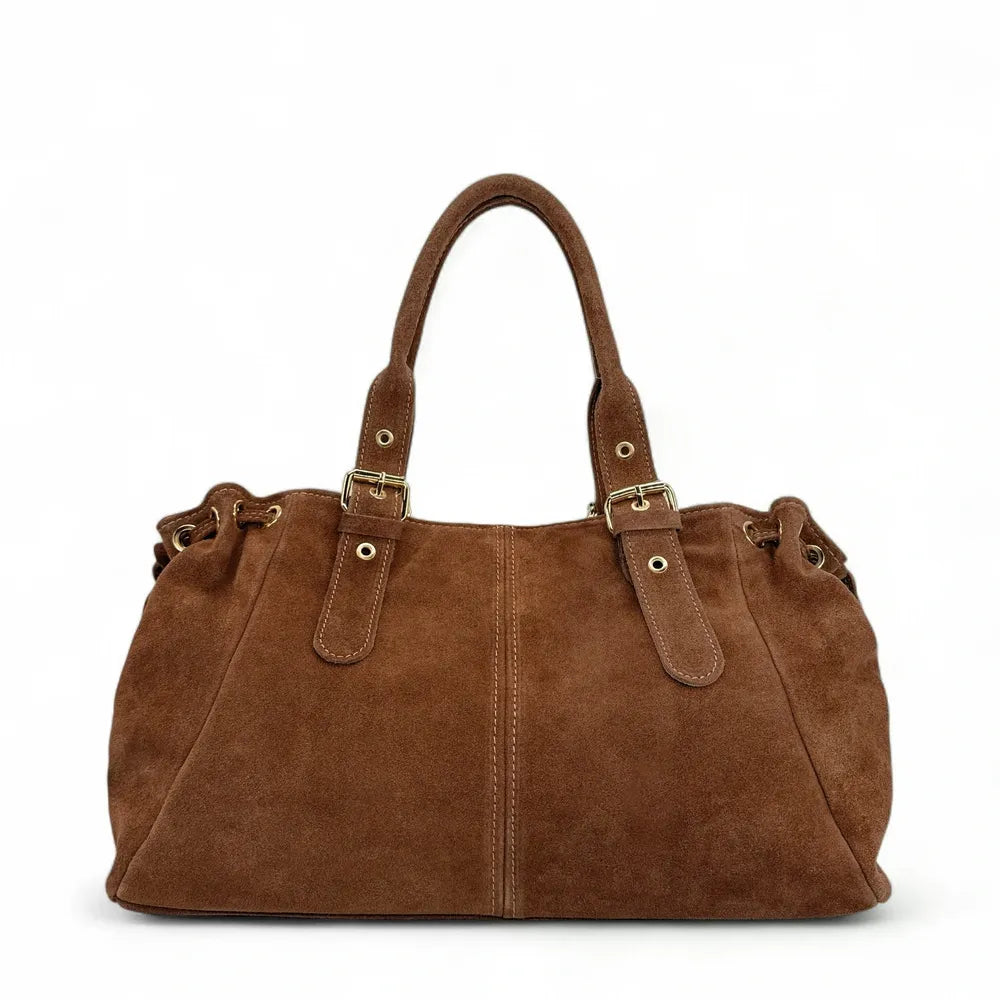 Sac bowling en croûte de cuir PRINCESSE SUEDE XL Cannelle