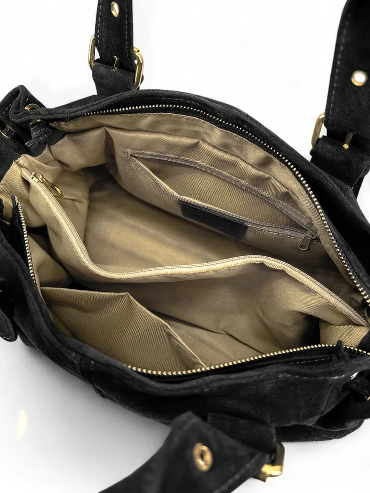 Sac bowling en croûte de cuir PRINCESSE SUEDE XL Noir