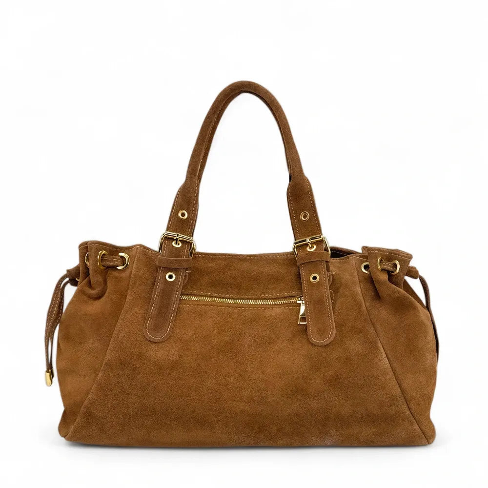 Sac bowling en croûte de cuir PRINCESSE SUEDE XL Camel