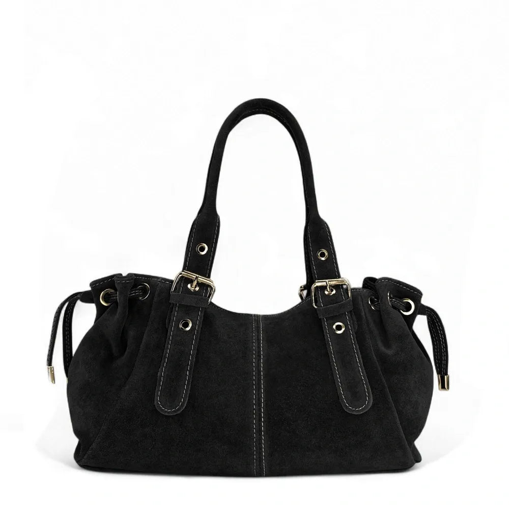 Sac bowling en croûte de cuir PRINCESSE SUEDE Noir