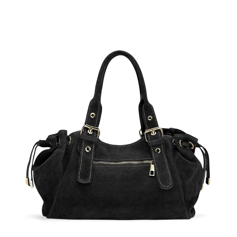 Sac bowling en croûte de cuir PRINCESSE SUEDE Noir