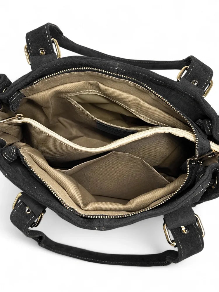 Sac bowling en croûte de cuir PRINCESSE SUEDE Noir