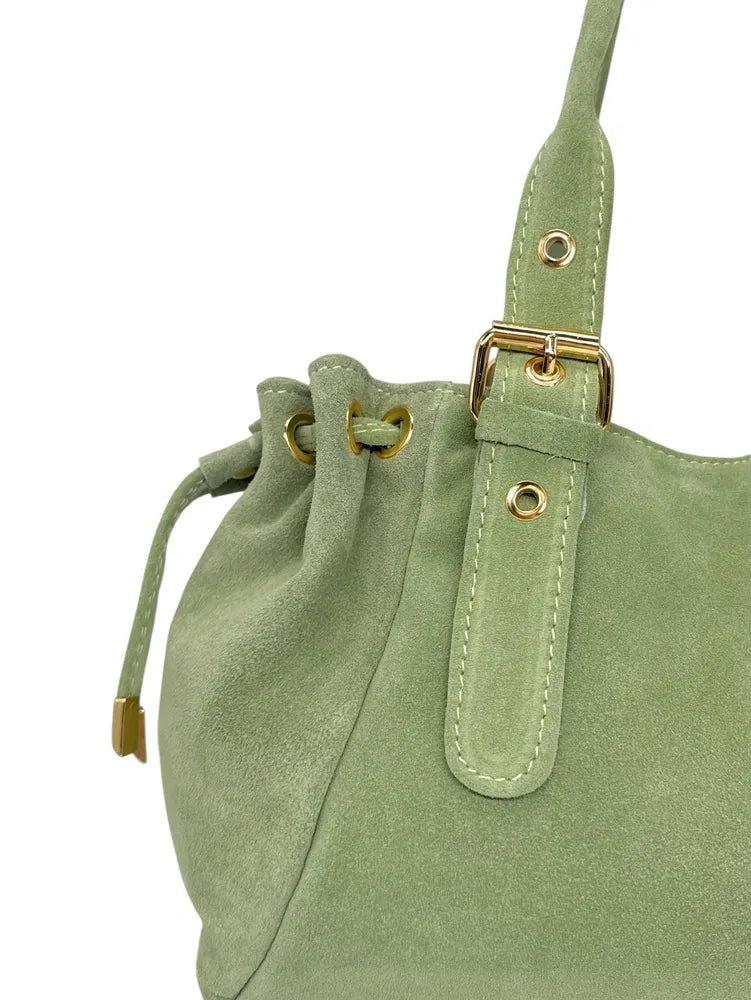 Sac bowling en croûte de cuir PRINCESSE SUEDE Vert amande