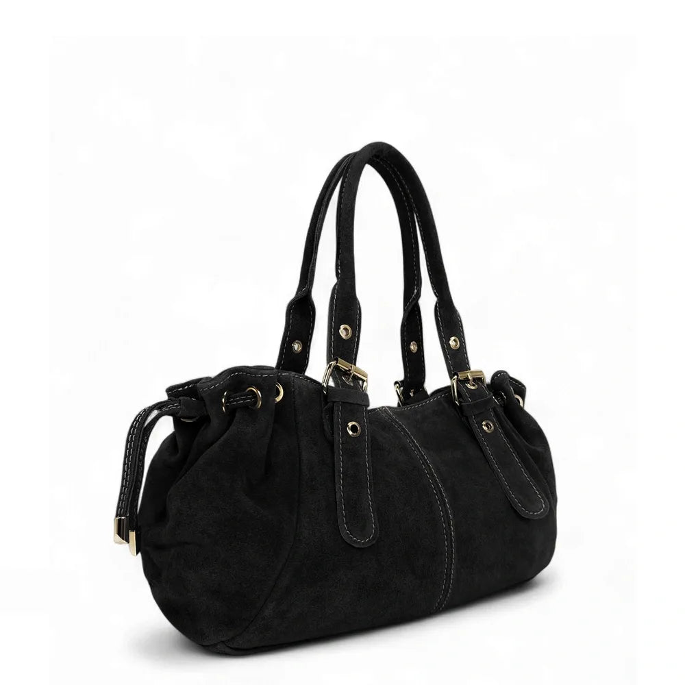 Sac bowling en croûte de cuir PRINCESSE SUEDE Noir