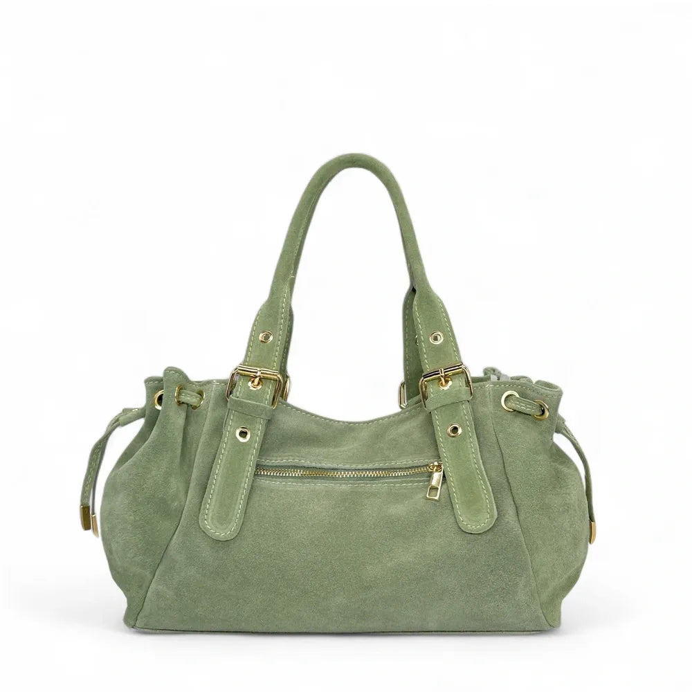 Sac bowling en croûte de cuir PRINCESSE SUEDE Vert amande