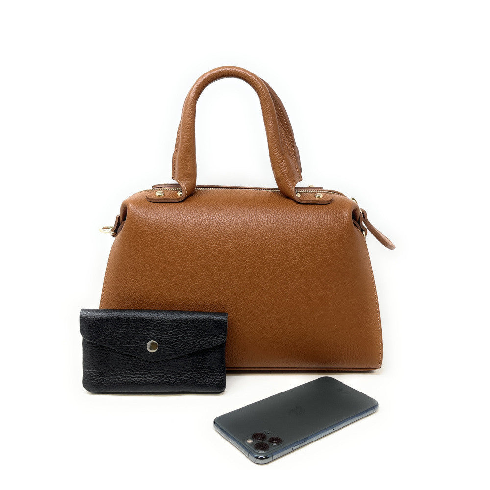 Sac bowling en cuir grainé MAELSTROM Camel foncé