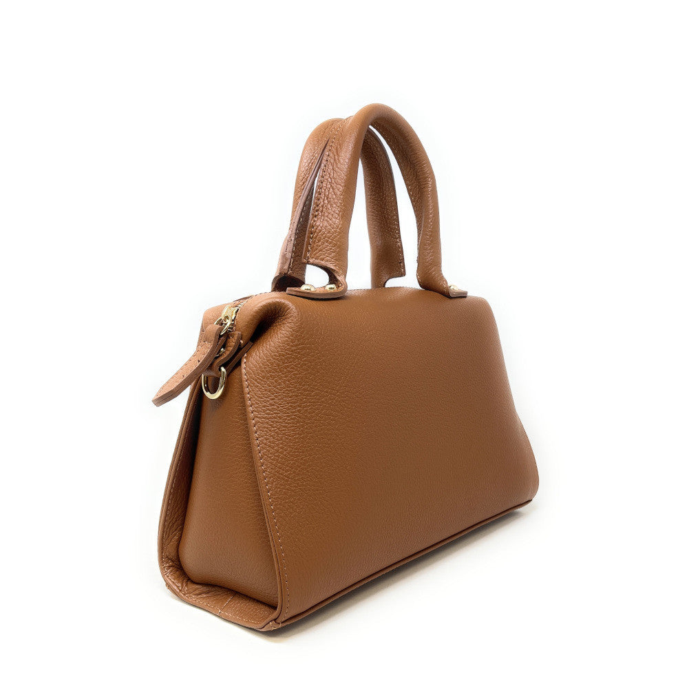 Sac bowling en cuir grainé MAELSTROM Camel foncé