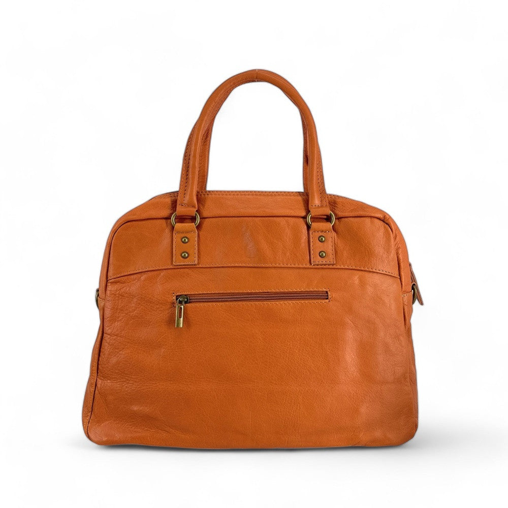 Sac bowling en cuir lisse MINSK Cognac
