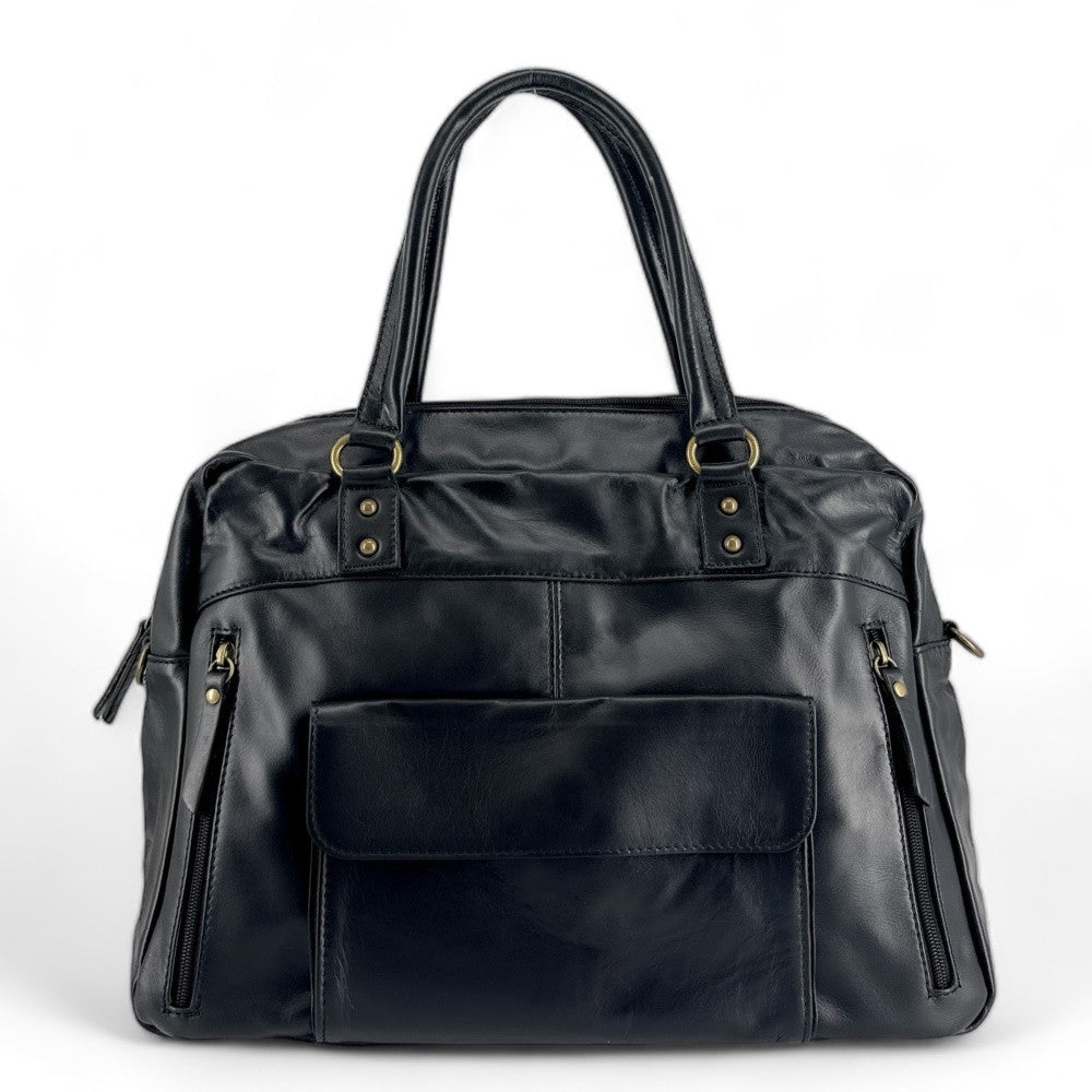 Sac bowling en cuir lisse MINSK Noir