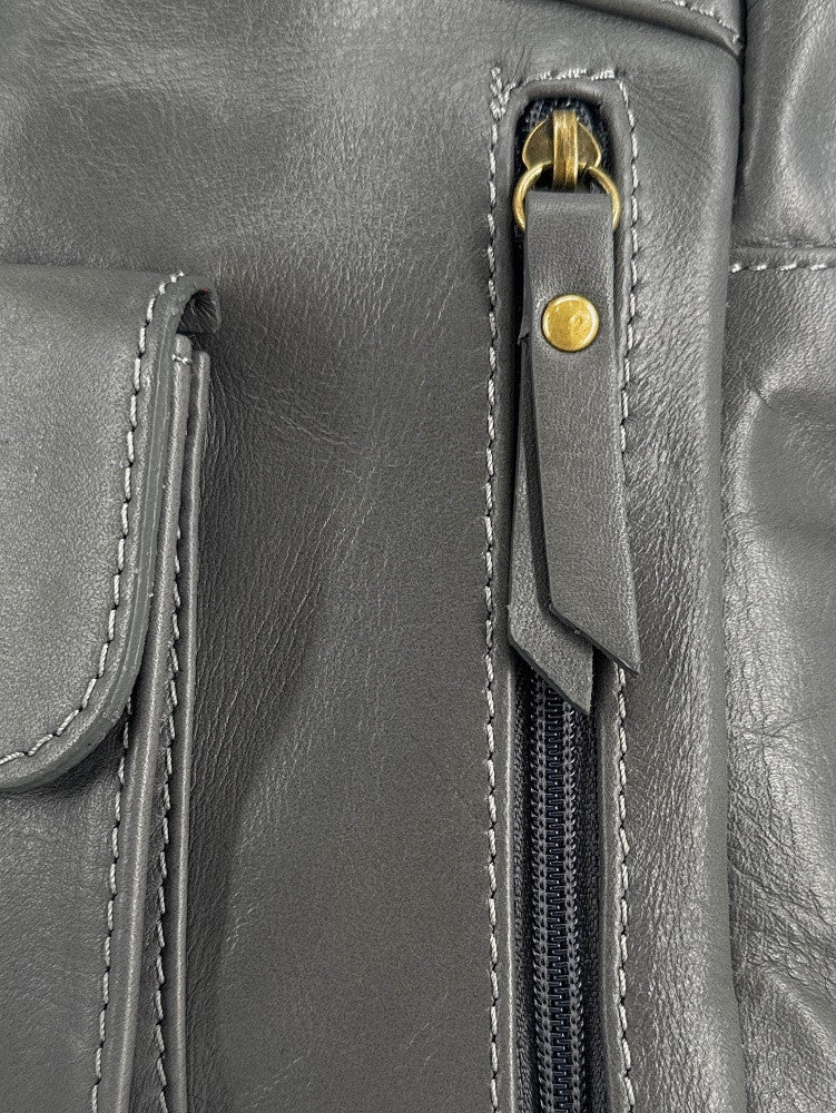 Sac bowling en cuir lisse MINSK Gris foncé