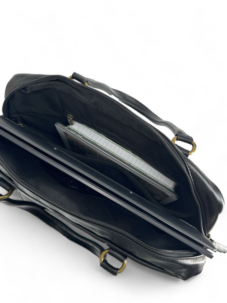 Sac bowling en cuir lisse MINSK Noir