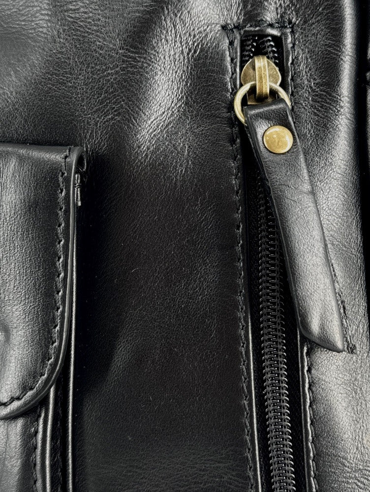 Sac bowling en cuir lisse MINSK Noir
