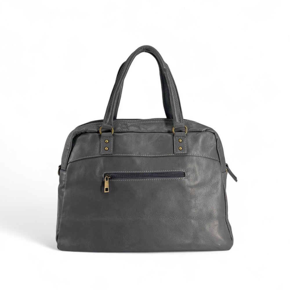 Sac bowling en cuir lisse MINSK Gris foncé