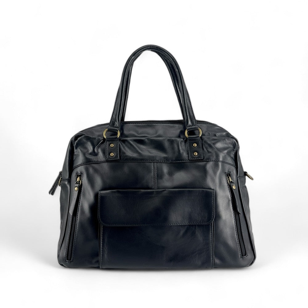 Sac bowling en cuir lisse MINSK Noir