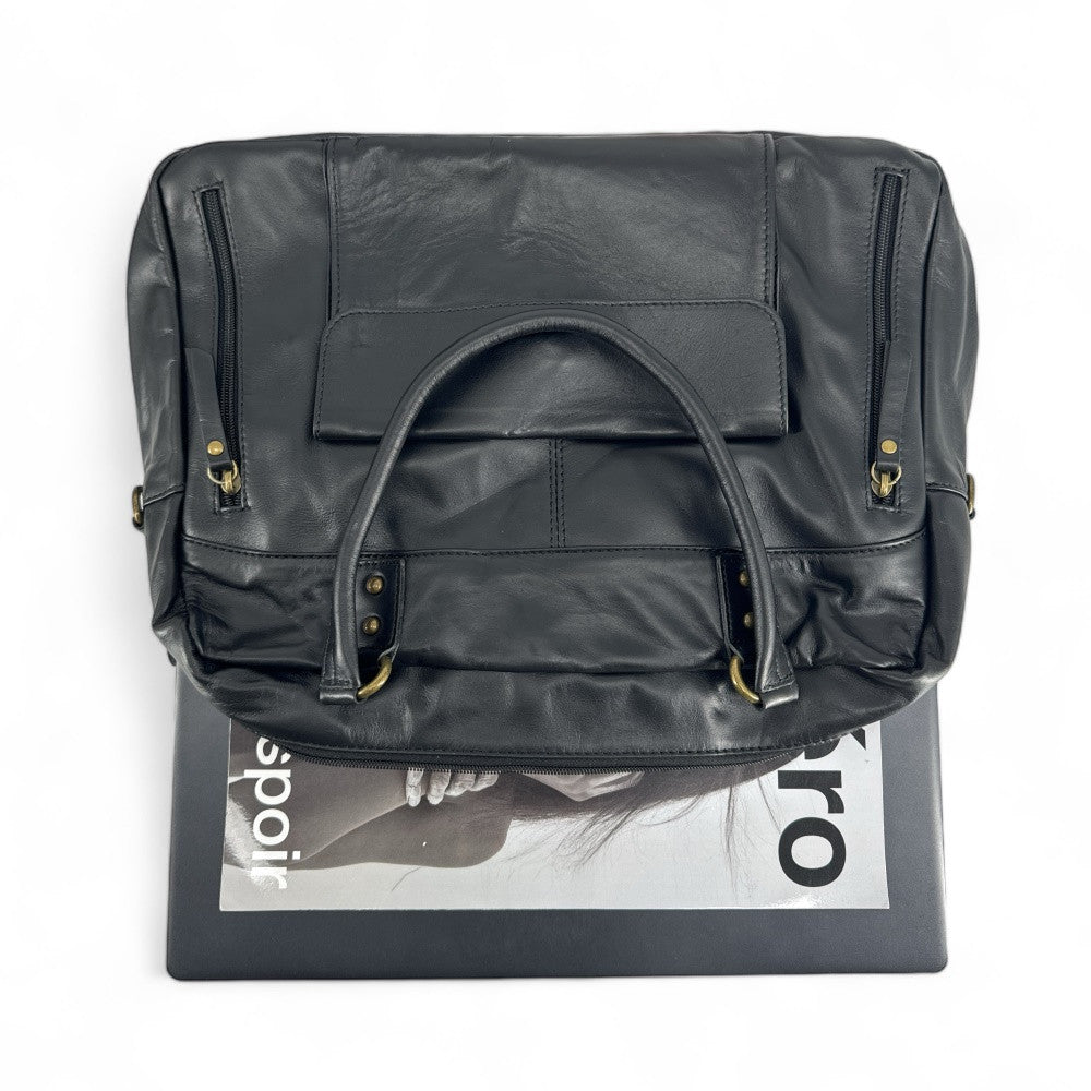 Sac bowling en cuir lisse MINSK Noir
