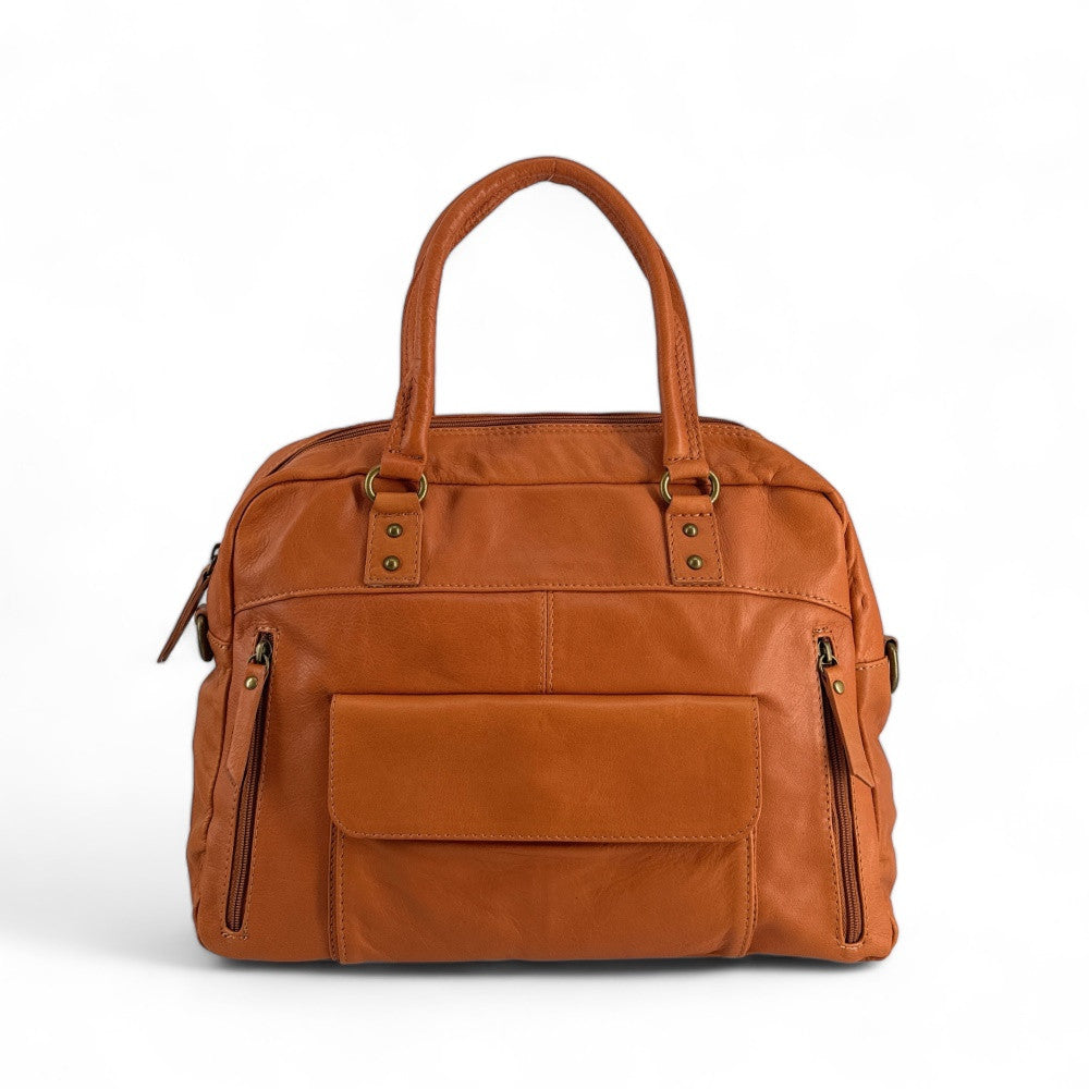 Sac bowling en cuir lisse MINSK Cognac