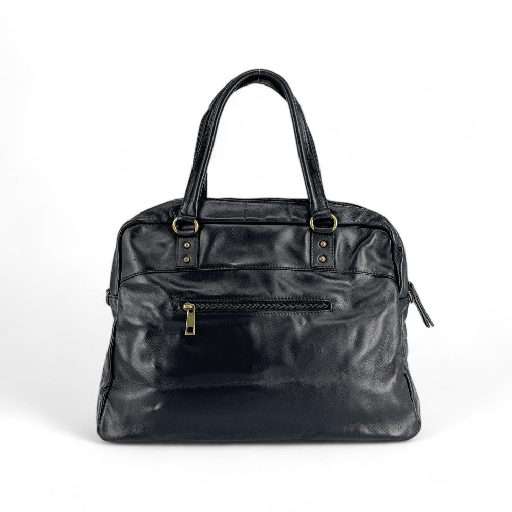 Sac bowling en cuir lisse MINSK Noir