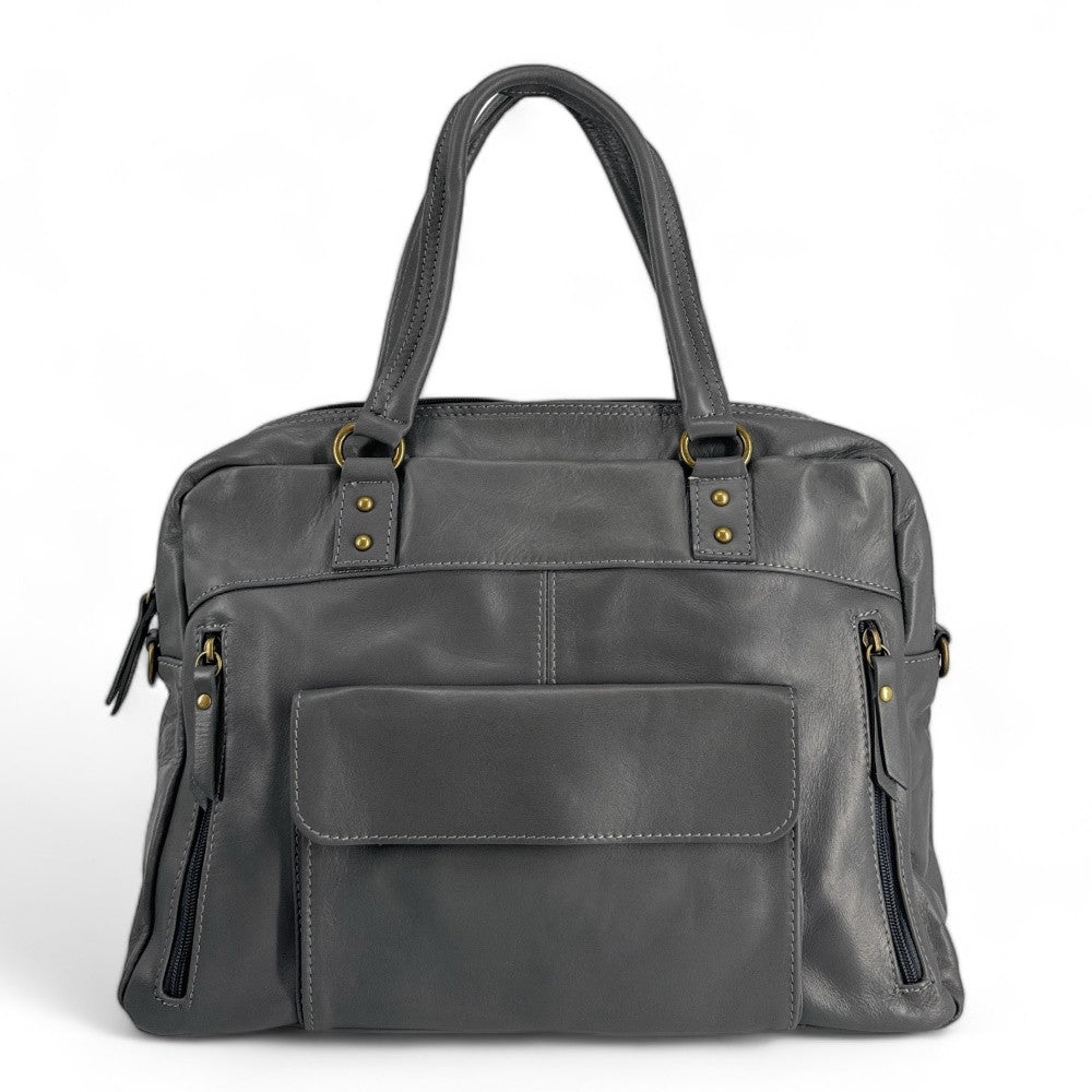Sac bowling en cuir lisse MINSK Gris foncé