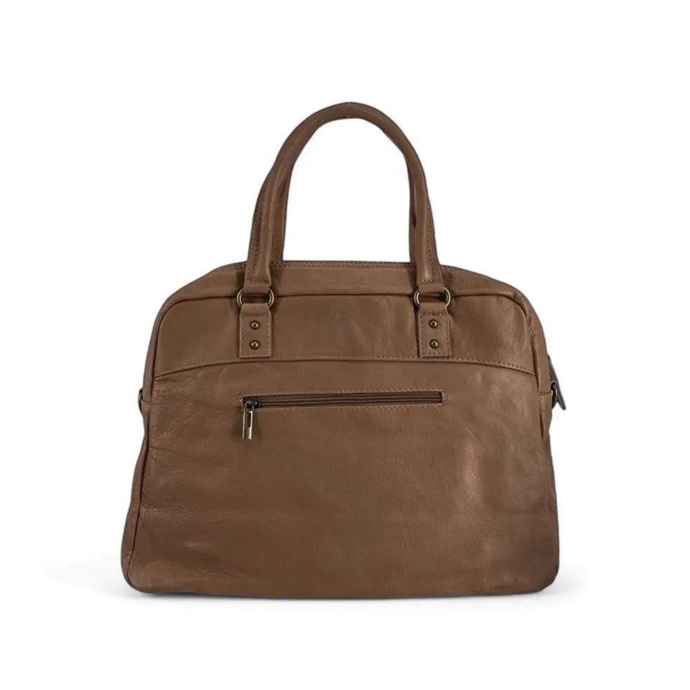 Sac bowling en cuir lisse MINSK Taupe foncé