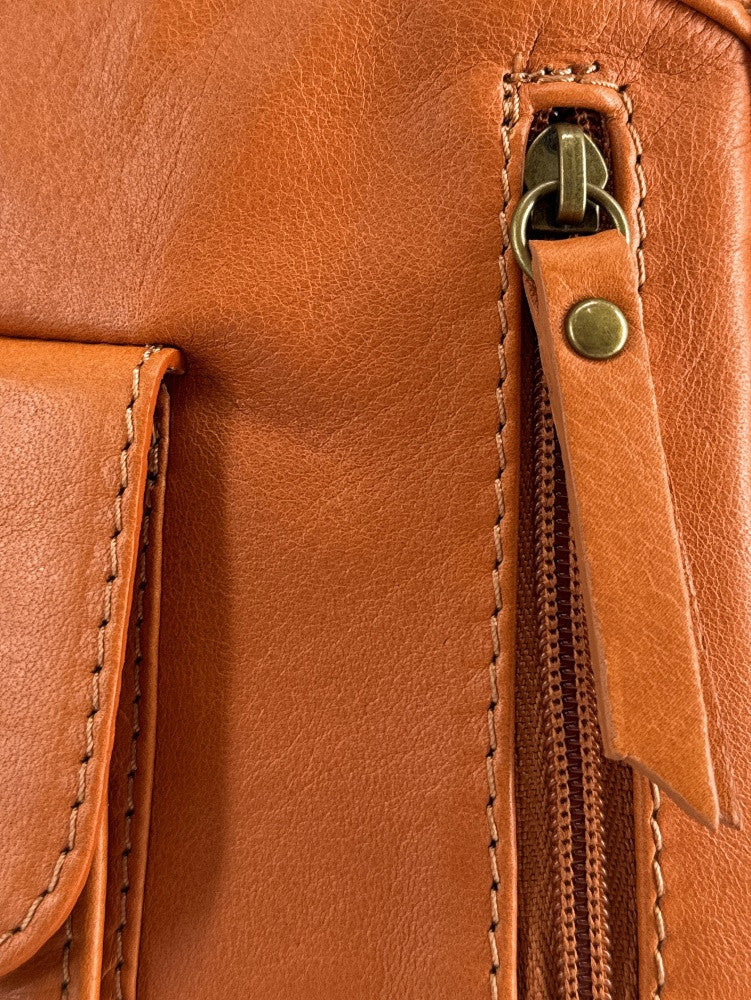 Sac bowling en cuir lisse MINSK Cognac