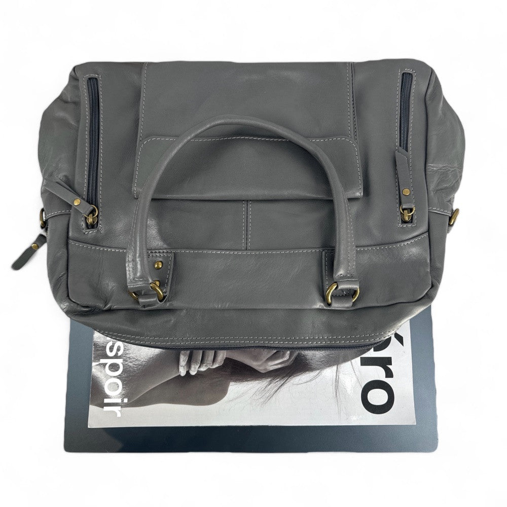 Sac bowling en cuir lisse MINSK Gris foncé