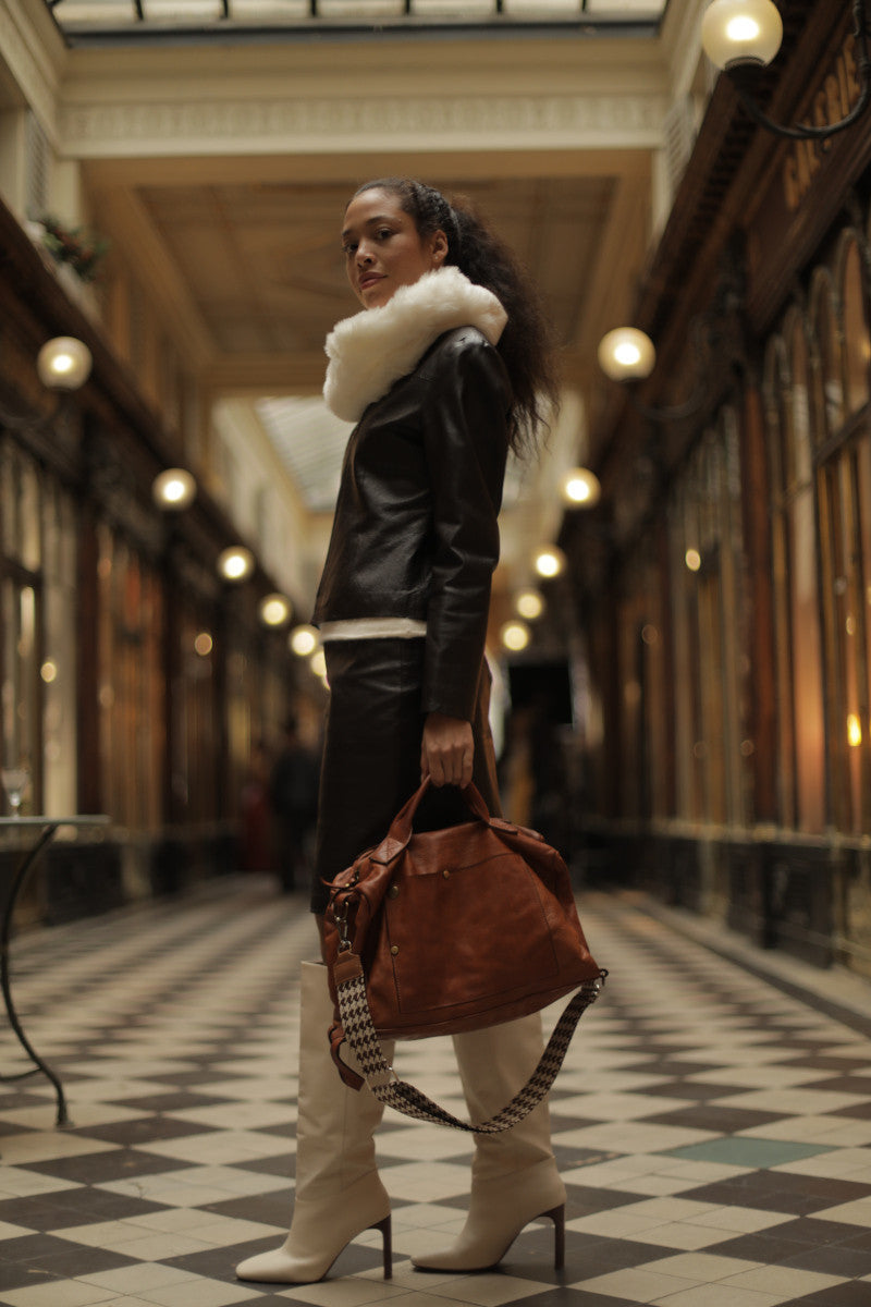 Sac bowling multipositions en cuir vintage JACK ET ROSE Camel