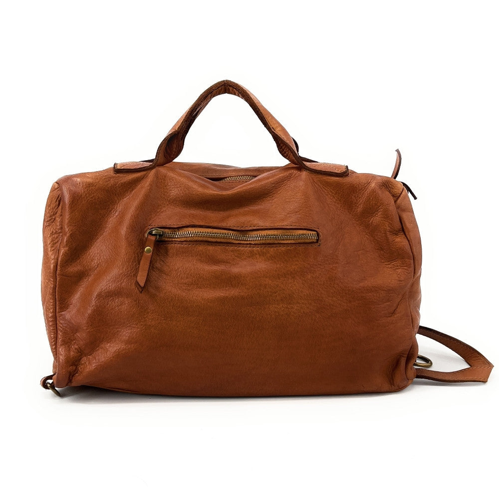 Sac bowling multipositions en cuir vintage JACK ET ROSE Camel