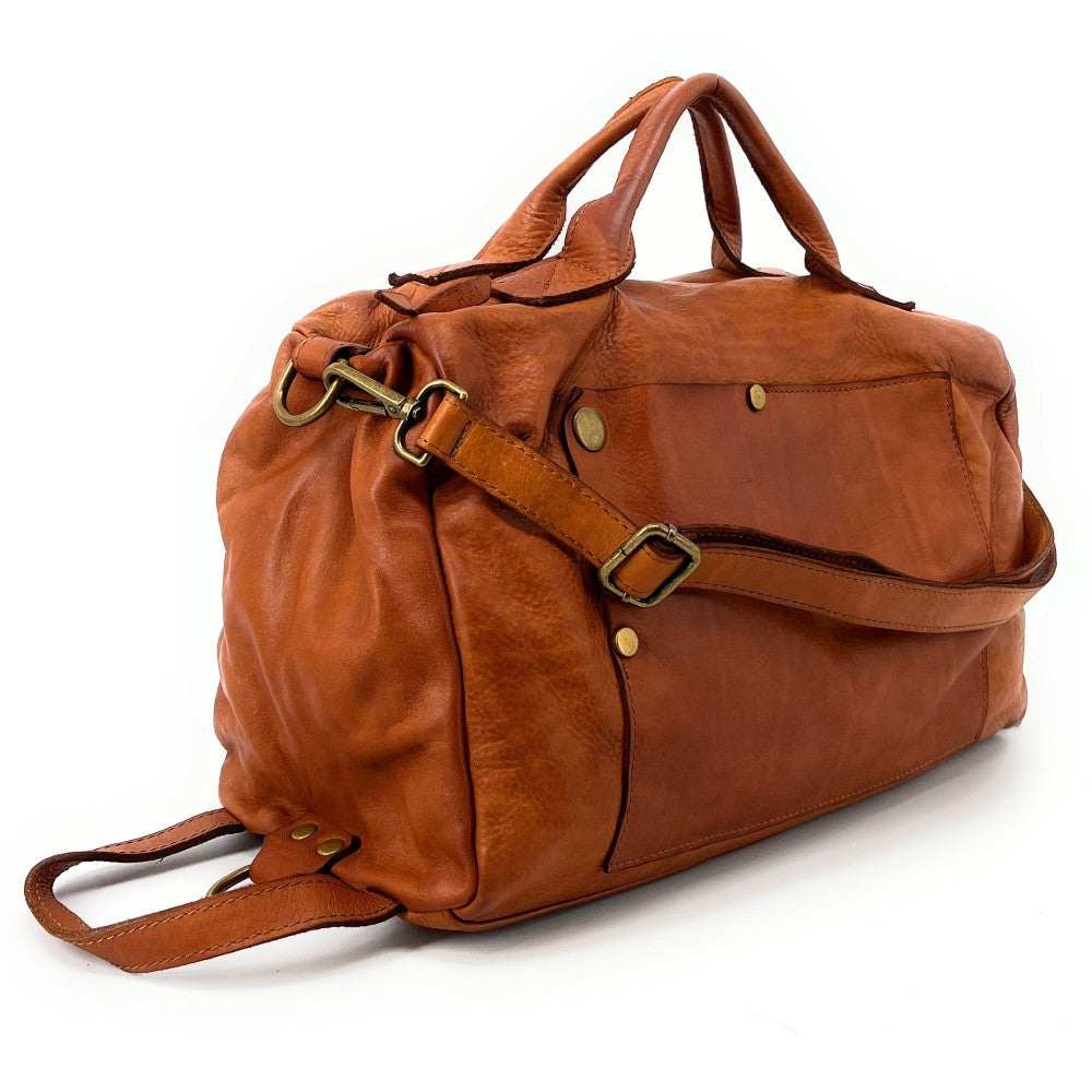 Sac bowling multipositions en cuir vintage JACK ET ROSE Camel