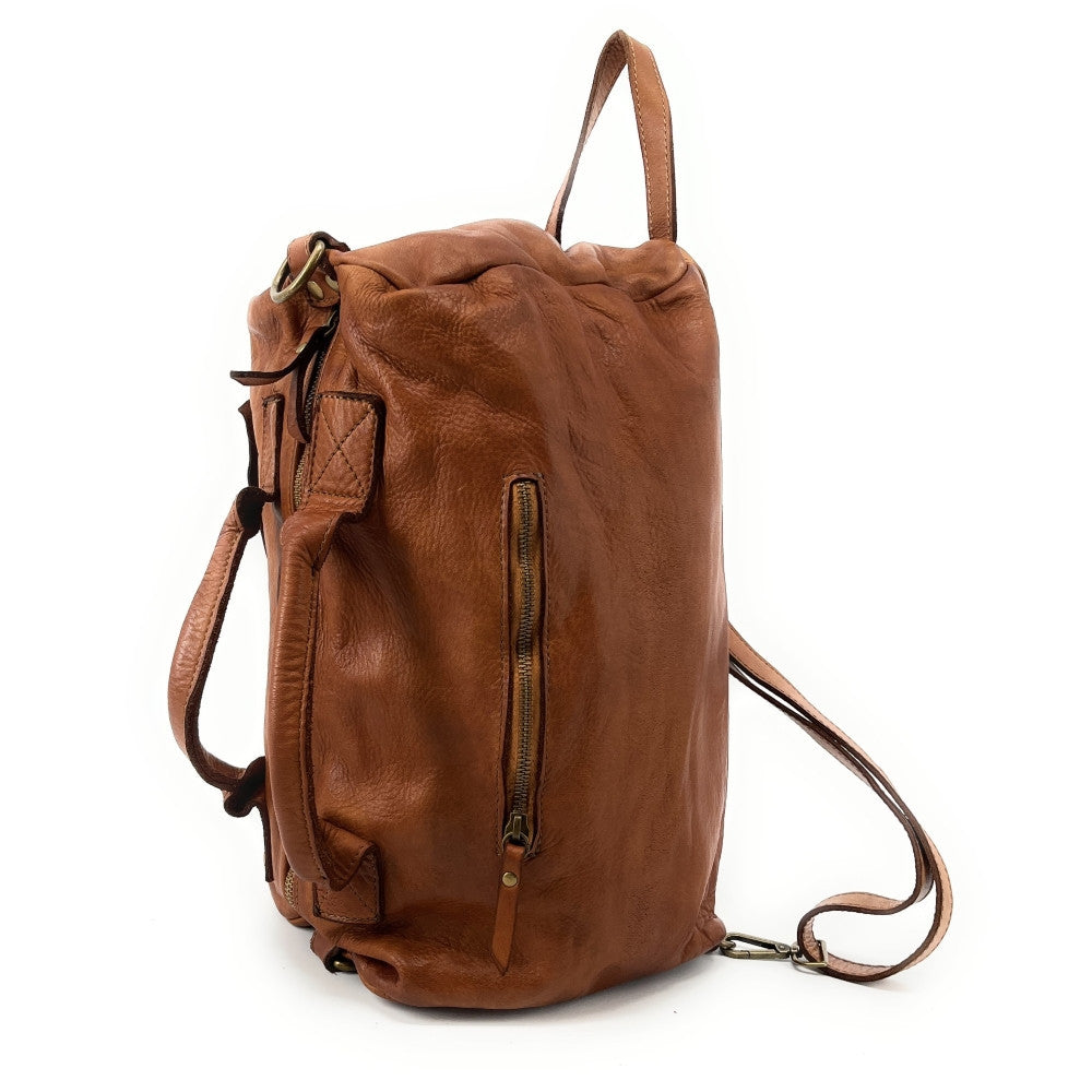 Sac bowling multipositions en cuir vintage JACK ET ROSE Camel