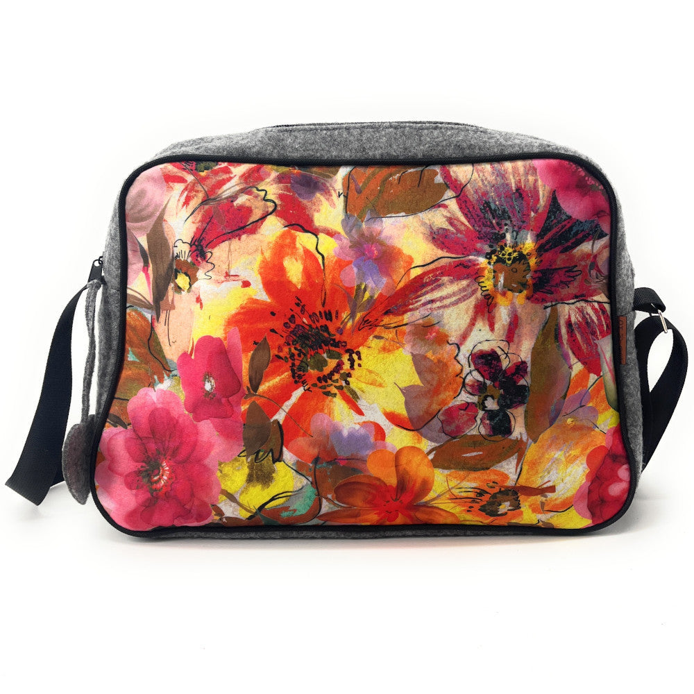 Sac bowling en feutrine écologique imprimée GARDEN Gris clair